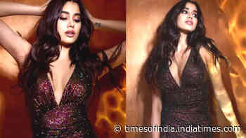 Janhvi Kapoor oozes oomph in shimmery glitter dress with deep neckline