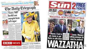 Newspaper headlines: Tory MP rape arrest and Wagatha Christie husbands 'at war'