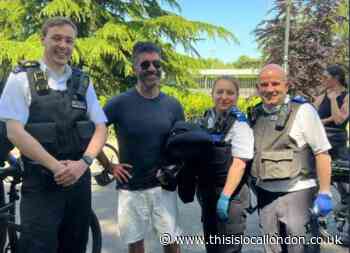 Simon Cowell pictured in Battersea Park