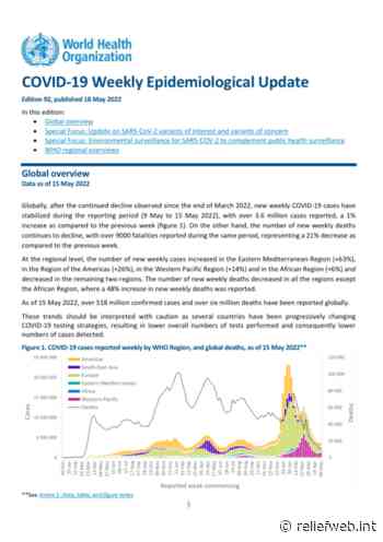 Coronavirus Disease (COVID-19): Weekly Epidemiological Update (18 May 2022) - World - ReliefWeb