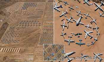 The great aviation graveyard: Thousands of military planes neatly left to die or be cannibalized - Daily Mail