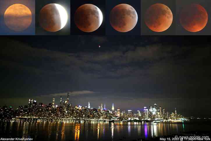 Blood moon, big city: Skywatcher captures total lunar eclipse over New York (photos) - Space.com