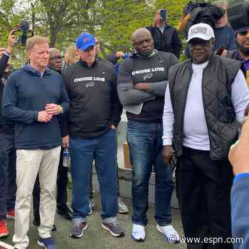 Goodell, Bills greats visit memorial, volunteers