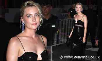 Saoirse Ronan showcases her edgy style in a unique black PVC dress in Cannes