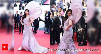 Pics: Aishwarya dons stunning sculpted gown