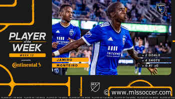 San Jose Earthquakes midfielder Jamiro Monteiro named Continental Player of the Week | MLSSoccer.com - MLSsoccer.com