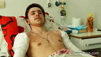 He had just gotten out of the shower when a Russian missile hit his apartment building. That may have saved him