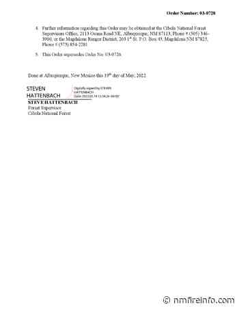 BEAR TRAP FIRE AREA CLOSURE, ROAD, and TRAIL CLOSURE, CIBOLA NATIONAL FOREST, MAGDALENA RANGER DISTRICT - nmfireinfo.com