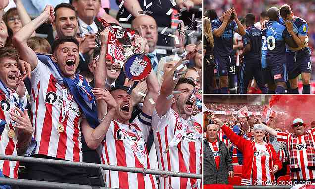 Sunderland return to the Championship with 2-0 victory over Wycombe in League One play-off final - Daily Mail