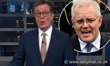 American late show host Stephen Colbert mocks Scott Morrison on election day - Daily Mail