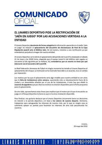 Puntualización del Linares Deportivo respecto una publicación de Jaén en Juego - JaenEnJuego