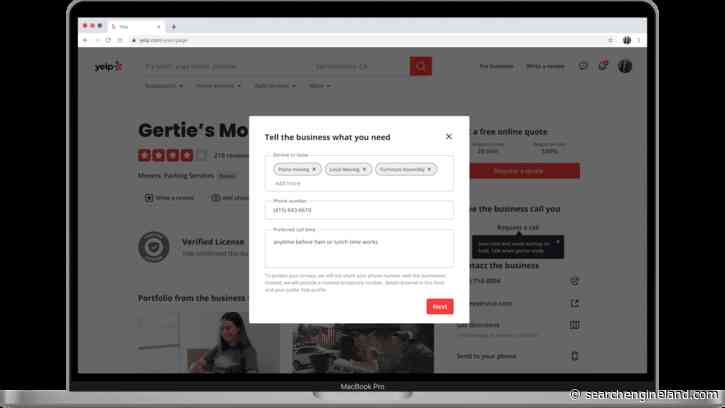 New Yelp feature: Request a Call