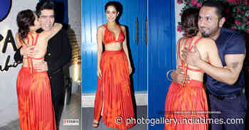Nushrratt Bharuccha impresses the fashion police in two-piece orange outfit with a plunging neckline at her birthday party - photogallery.indiatimes.com