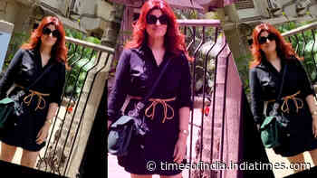 Twinkle Khanna dons a comfy black dress as she gets spotted outside salon