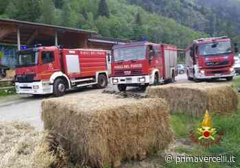 Fienile in fiamme ad Alagna in località Miniere - Prima Vercelli