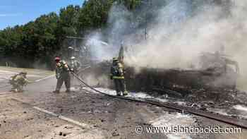 RV fire Tuesday near I-95 in Jasper County closes lanes and backs up traffic - Hilton Head Island Packet