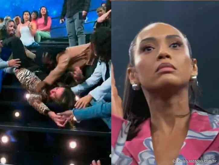 Dublê simula queda da escada durante 'Domingão' e assusta Taís Araújo; assista - Emais - Estadão
