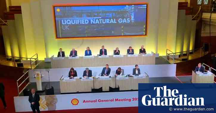 Shell AGM in London halted by climate protesters singing: 'We will stop you' – video