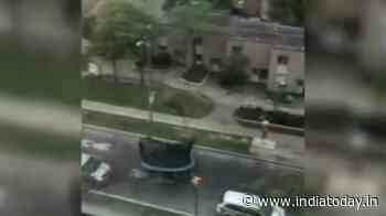 Trampoline flies between cars during storm in Canada's Toronto | Video - India Today