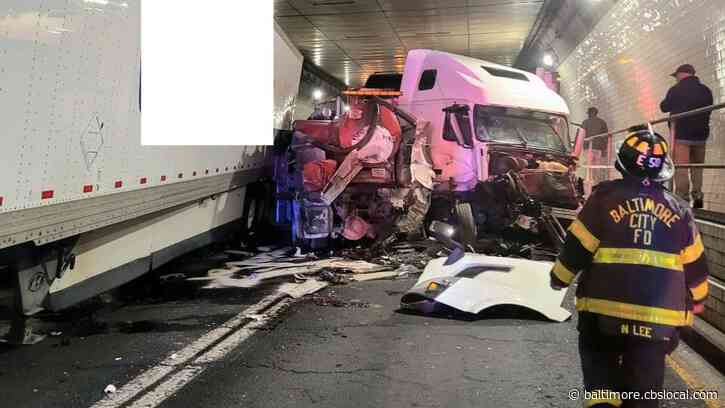 Crash Between Tractor-Trailers Closes Lanes In Fort McHenry Tunnel, One Hospitalized