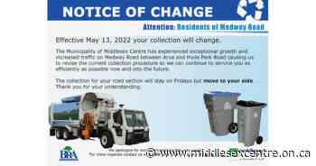 Waste Collection Change: Medway Rd, Arva to Hyde Park Rd - Middlesex Centre