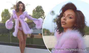 Jesy Nelson poses in skimpy pink lace lingerie and sheer negligee - Daily Mail