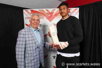 Sam at the double at awards evening - Scarlets Rugby