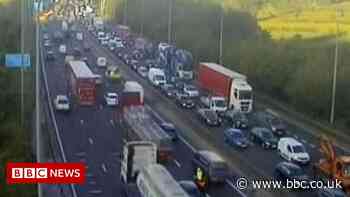 Brighouse: M62 reopens after car hits central reservation