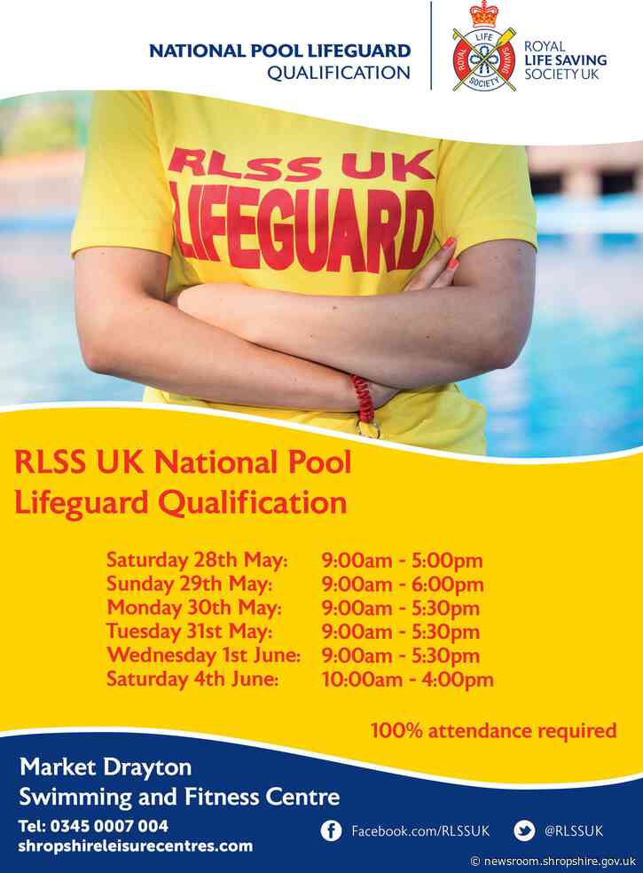 Lifeguard training offer to fill vacancies at Market Drayton swimming centre