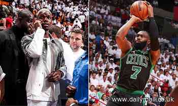 Paul Pogba, Aurelien Tchouameni and Eric Dier watch Miami Heat's Game 5 NBA loss to Boston Celtics