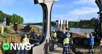 Monument geplaatst aan nieuwe brug in Beringen: "Een letter T uit de oude brug geslepen" - VRT NWS