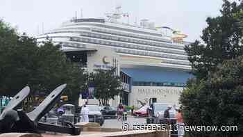 Passengers disembark Carnival Magic in Norfolk after reports 'chemical fumes' made people sick