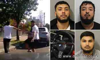 Three thugs caught on their own dash cam attacking rival with WHEEL LOCK are jailed for four years - Daily Mail