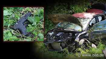 Unfall: Polizei findet nach Crash in Nordsachsen Waffe im Gebüsch - BILD