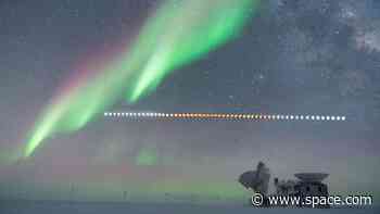 South Pole aurora dances around total lunar eclipse in stunning astronomer photo