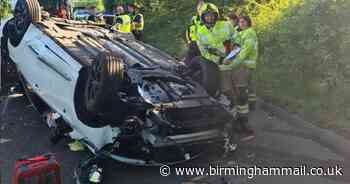 Road closed in Solihull as air ambulance lands after car overturned - Birmingham Live