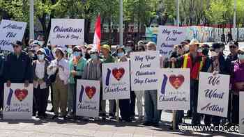 Rally outside city hall calls for more security, solutions to crime in Chinatown