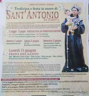 MANDURIA - Reso noto il programma dei festeggiamenti in onore di Sant'Antonio - ManduriaOggi