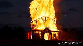 COVID-19: More than 10,000 people watch coronavirus memorial burn down in 'cathartic moment of rebirth' - Sky News