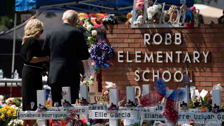 Biden visits memorial to victims of Texas school shooting