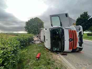 Près de Chaumont-en-Vexin. Un camion se couche sur le flanc après un accident - actu.fr