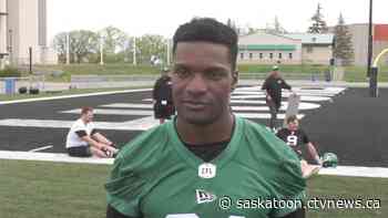 Former U of S Huskie Nelson Lokombo ready to roll for Riders after achilles injury - CTV News Saskatoon