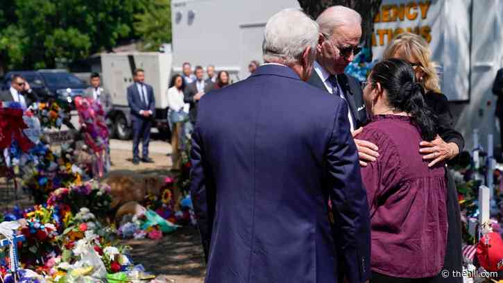Bidens visit Texas to pay respects after school shooting