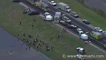 Man and Woman Pulled From Van That Crashed Into Water Off Turnpike in Miami-Dade