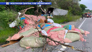 Tractor-trailer crash sends 15,000 pounds of hot dog filler onto Pennsylvania highway