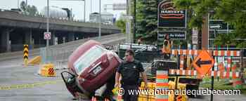 [PHOTOS] Un policier et un travailleur de la construction fauchés par une voiture