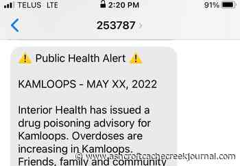 Text alerts for toxic drugs now available in Interior Health - Ashcroft Cache Creek Journal
