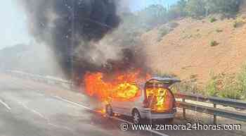Arde un vehículo en plena A-11 a su paso por Zamora - Zamora 24 Horas