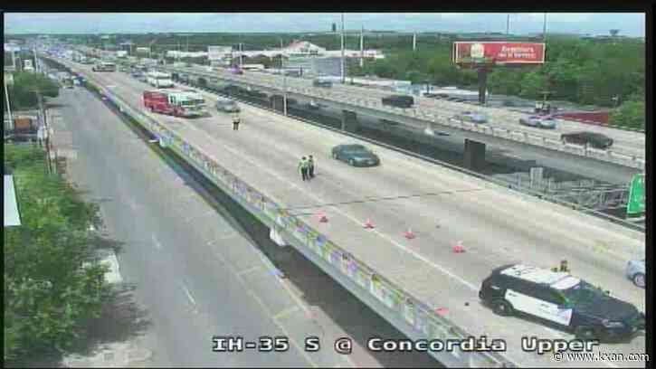 Crash involving 18-wheeler closed lanes on I-35 upper deck southbound