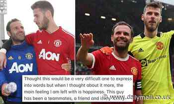 David de Gea posts emotional tribute to 'team-mate, friend and family' Juan Mata